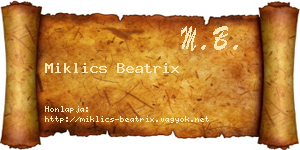 Miklics Beatrix névjegykártya